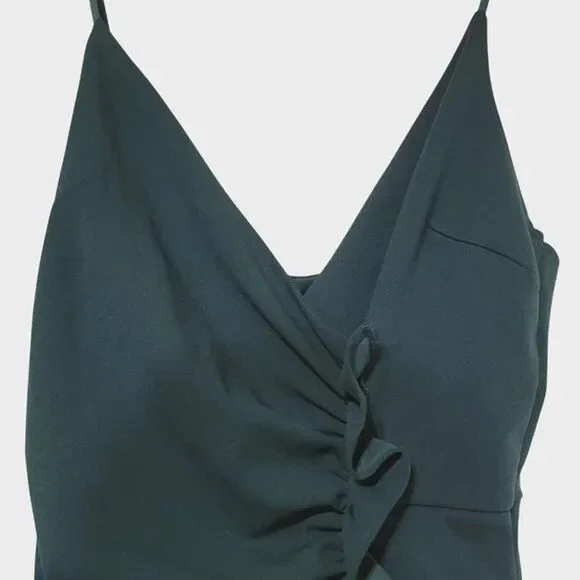 Emerald Green Bodycon Dress with Ruffle Love, Nickie Low Size 5 - Picture 2 of 4